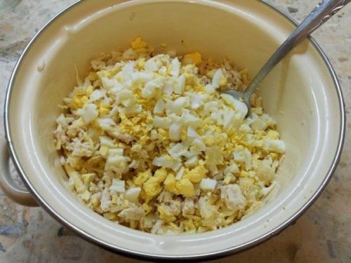 Салат с курицей и ананасом в тарталетках. 03 Салат с курицей и ананасом в тарталетках. 03