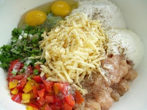 Куриные рубленые котлеты с цветной капустой и болгарским перцем. 02 Куриные рубленые котлеты с цветной капустой и болгарским перцем. 02