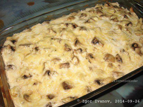 Куриная запеканка с грибами. 01