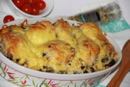 Куриные ножки с картошкой и грибами в духовке. Куриные ножки с картошкой и грибами в духовке.