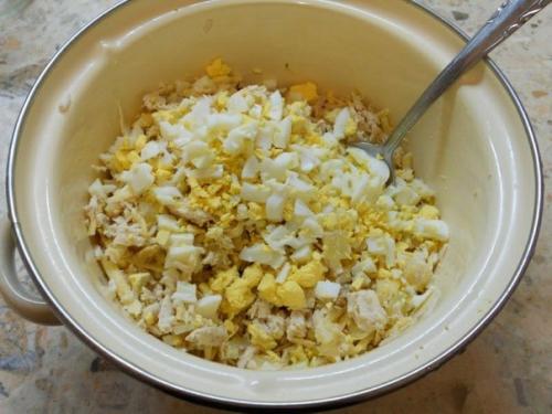 Салат с курицей и ананасом в тарталетках. 03 Салат с курицей и ананасом в тарталетках. 03