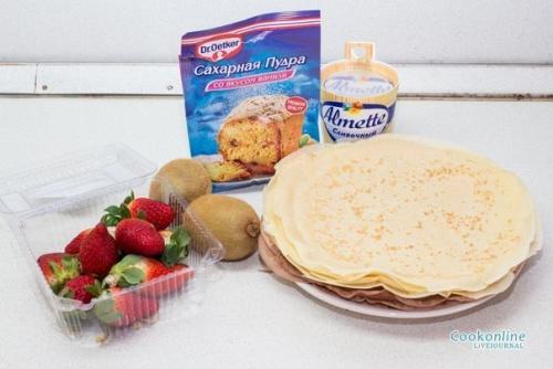 Сладкие роллы из блинов. 01 Сладкие роллы из блинов. 01