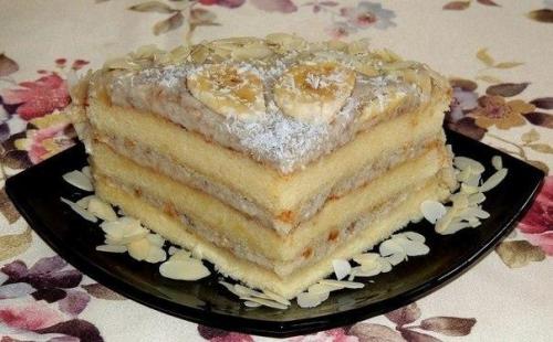 Торт банановый.

Ингредиенты рецепта на 12 человек: 
