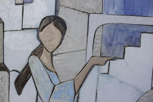 Уличные художники Zagfesta на заборе Автоприбора мозаичное панно сделали. 01