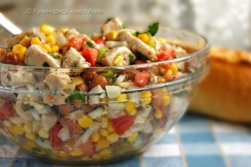 Салат с кукурузкой и курицей. 05