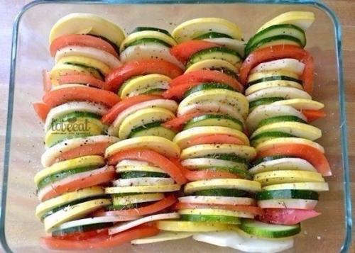 Весенняя радуга: разноцветные овощи, запеченные с сыром. 04