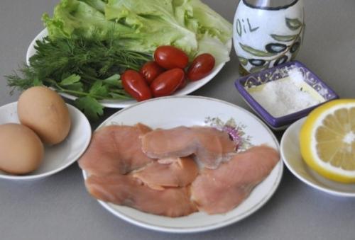 Зелёный салат с красной рыбой. 01 Зелёный салат с красной рыбой. 01