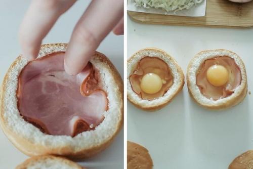 Яичница в булочке.  Ингредиенты: 01