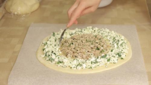 Пирог Подсолнух с мясом и сыром. 05 Пирог Подсолнух с мясом и сыром. 05