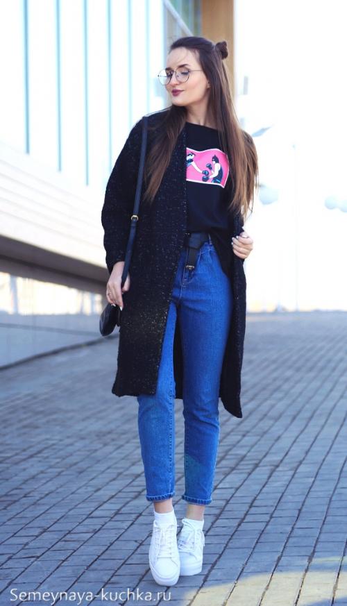 Пальто с укороченными джинсами. Модные луки  и правила стиля.