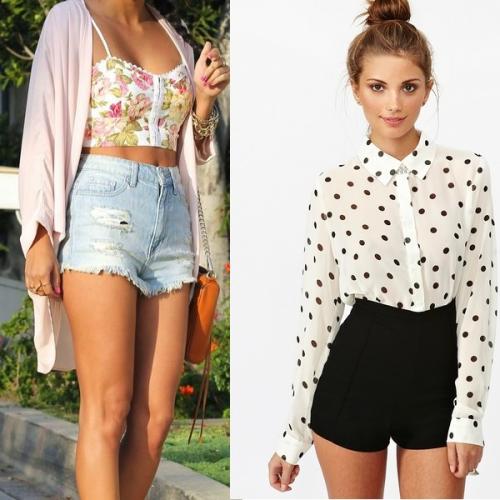 Завышенные шорты с чем носить. Красивые женские шорты с высокой талией 2019 года: короткие и длинные модели на фото