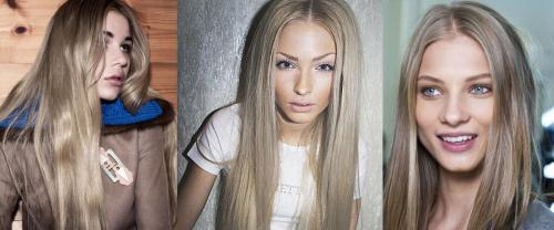 Пепельный блонд с темными корнями. Холодные