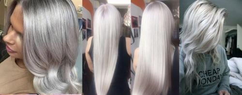 Пепельный блонд с темными корнями. Холодные