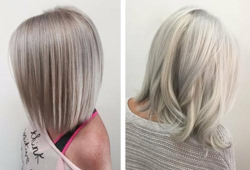 Пепельный блонд с темными корнями. Холодные