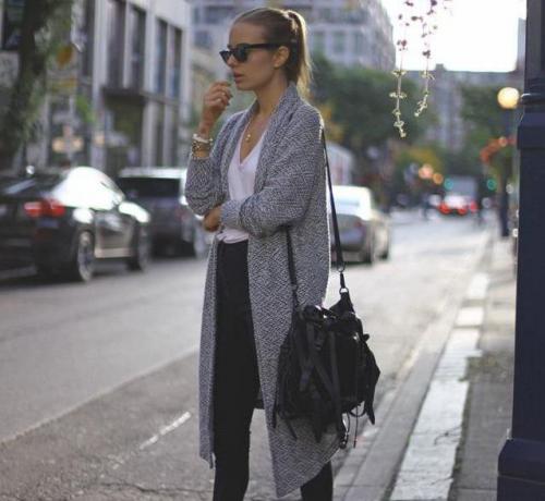 Образы с кардиганом серым. Трендовые образы этого сезона