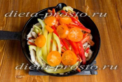 Теплый салат с курицей и болгарским перцем. Салат с курицей и перцем. 2, 3 и 4 этапы диеты