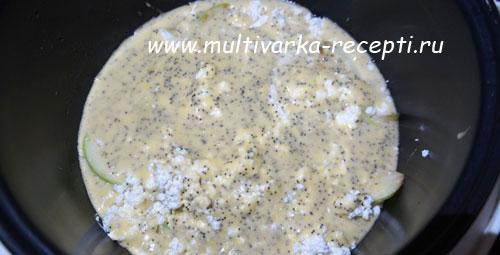 Творожно-яблочный пирог с маком в мультиварке