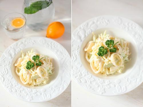 Низкокалорийный салат из кальмаров. Низкокалорийный салат с кальмарами