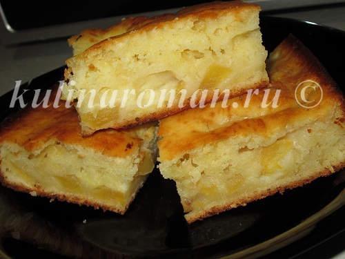 Творожно яблочный пирог на кефире. Ингредиенты: