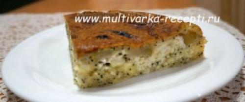 Творожно-яблочный пирог с маком в мультиварке