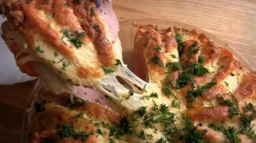Пирог из батона с ветчиной и помидорами. Оригинальный пирог из батона с ветчиной и сыром: ленивый вариант