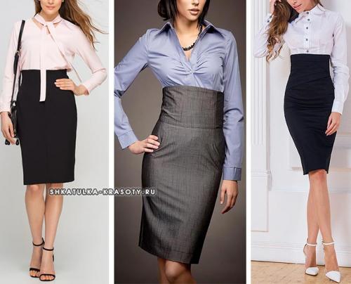 Юбка карандаш с футболкой. Длина