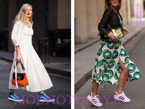 Платье с кроссовками 2020. Как правильно носить кроссовки с платьем?