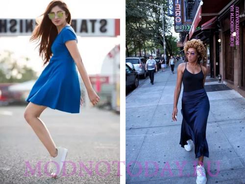 Платье с кроссовками 2020. Как правильно носить кроссовки с платьем?