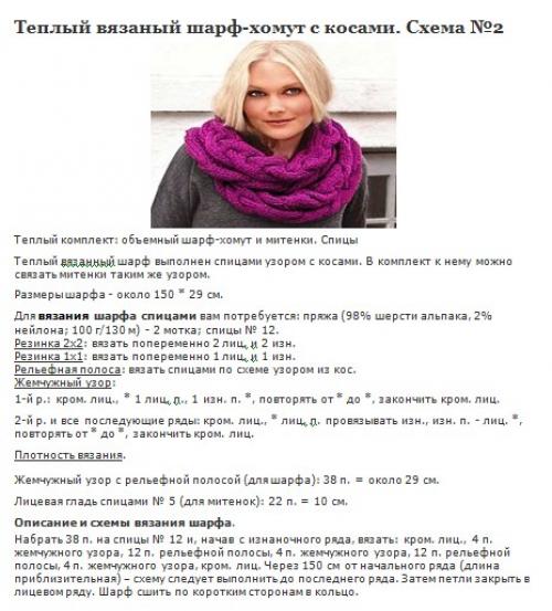 Как связать самой шарф хомут. Схемы вязания снуда 13