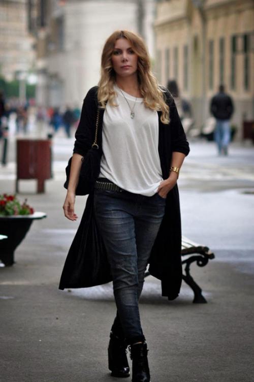 Кардиган с капюшоном с чем носить. С чем носить черный кардиган