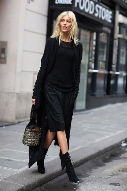 Кардиган с капюшоном с чем носить. С чем носить черный кардиган