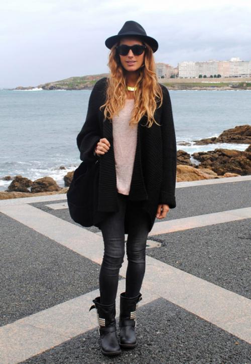Кардиган с капюшоном с чем носить. С чем носить черный кардиган