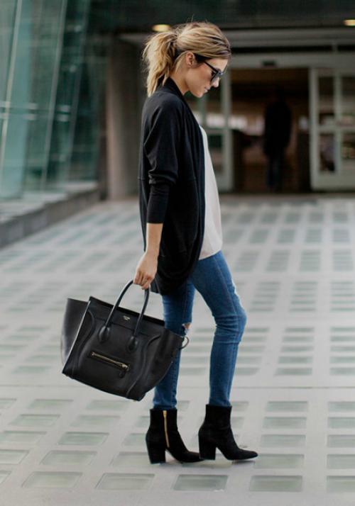 Кардиган с капюшоном с чем носить. С чем носить черный кардиган