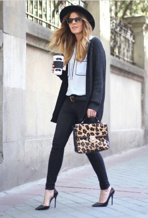 Кардиган с капюшоном с чем носить. С чем носить черный кардиган