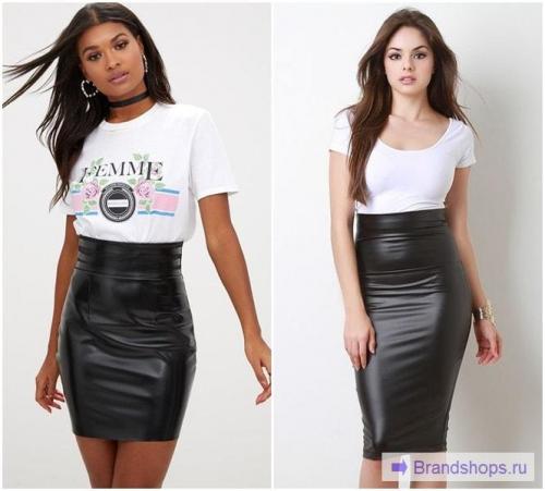 С чем одеть юбку карандаш с завышенной талией ниже колена синюю. С завышенной талией