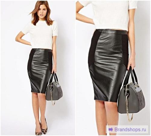 С чем одеть юбку карандаш с завышенной талией ниже колена синюю. С завышенной талией