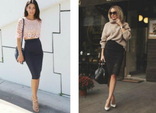 С чем одеть юбку карандаш с завышенной талией ниже колена. Материалы