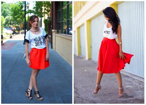 Красная юбка белая блузка. С чем носить юбку красного цвета? 30 фото-идей