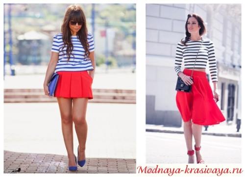 Красная юбка белая блузка. С чем носить юбку красного цвета? 30 фото-идей
