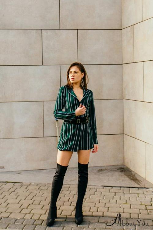 Пальто под высокие сапоги. Ботфорты и платье длины мини