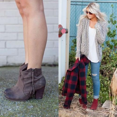 Ботильоны под пальто с джинсами. С чем носить в 2019 году коричневые ботильоны?