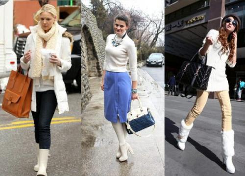 Какие колготки носить со светлыми сапогами. Стильные белые сапоги и популярные фасоны