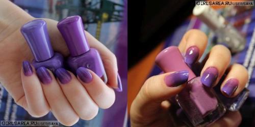 Какие советы по созданию акцентного пальца в трёхцветном маникюре. Трехцветный градиентный маникюр в фиолетовых тонах