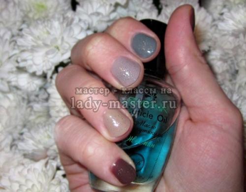 Как наносить лаки из трёх цветов, чтобы они не смешивались. Как создать на ноготках сотни разных оттенков, имея в арсенале всего ПЯТЬ основных цветов гель-лака?