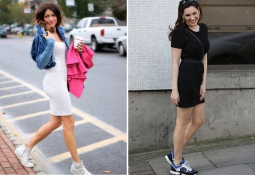 Джинсовое платье с кроссовками. Кроссовки с платьем: как сочетать