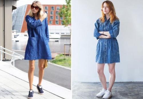 Джинсовое платье с кроссовками. Кроссовки с платьем: как сочетать