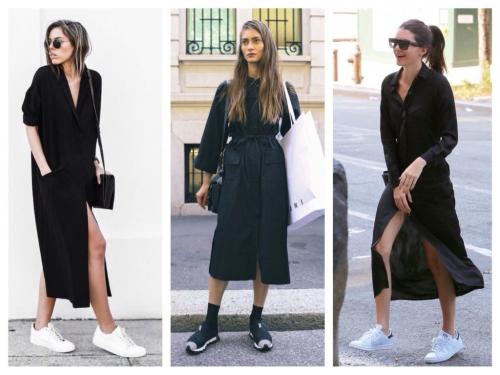 Джинсовое платье с кроссовками. Кроссовки с платьем: как сочетать