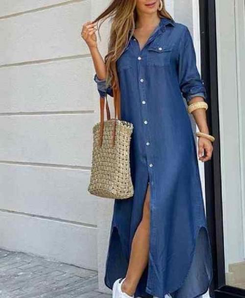 Образ с платьем джинсовым. Обзор моделей и фасонов 07