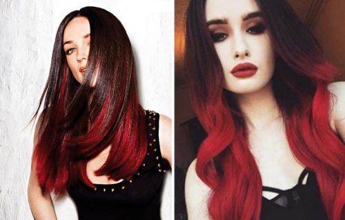 Красное омбре на темные волосы в домашних условиях. Омбре в красном цвете для темных волос