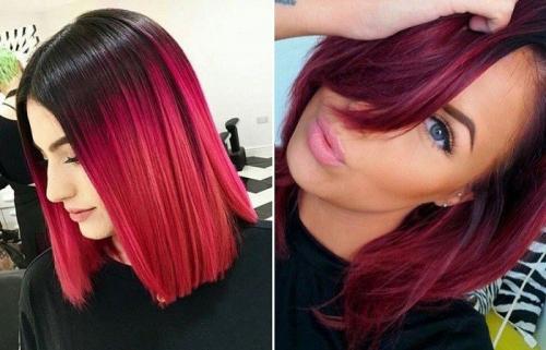 Красное омбре на темные волосы в домашних условиях. Омбре в красном цвете для темных волос